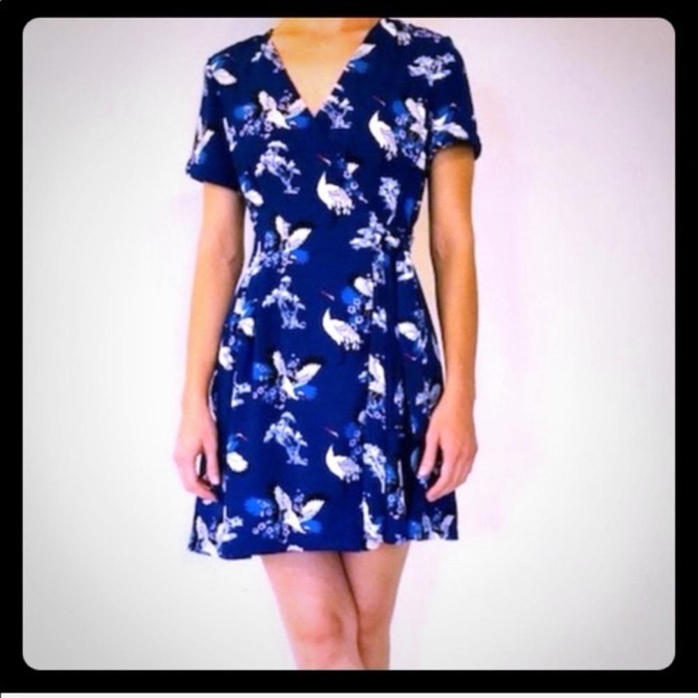 Molly Bracken Blue And White Floral Mini Dress